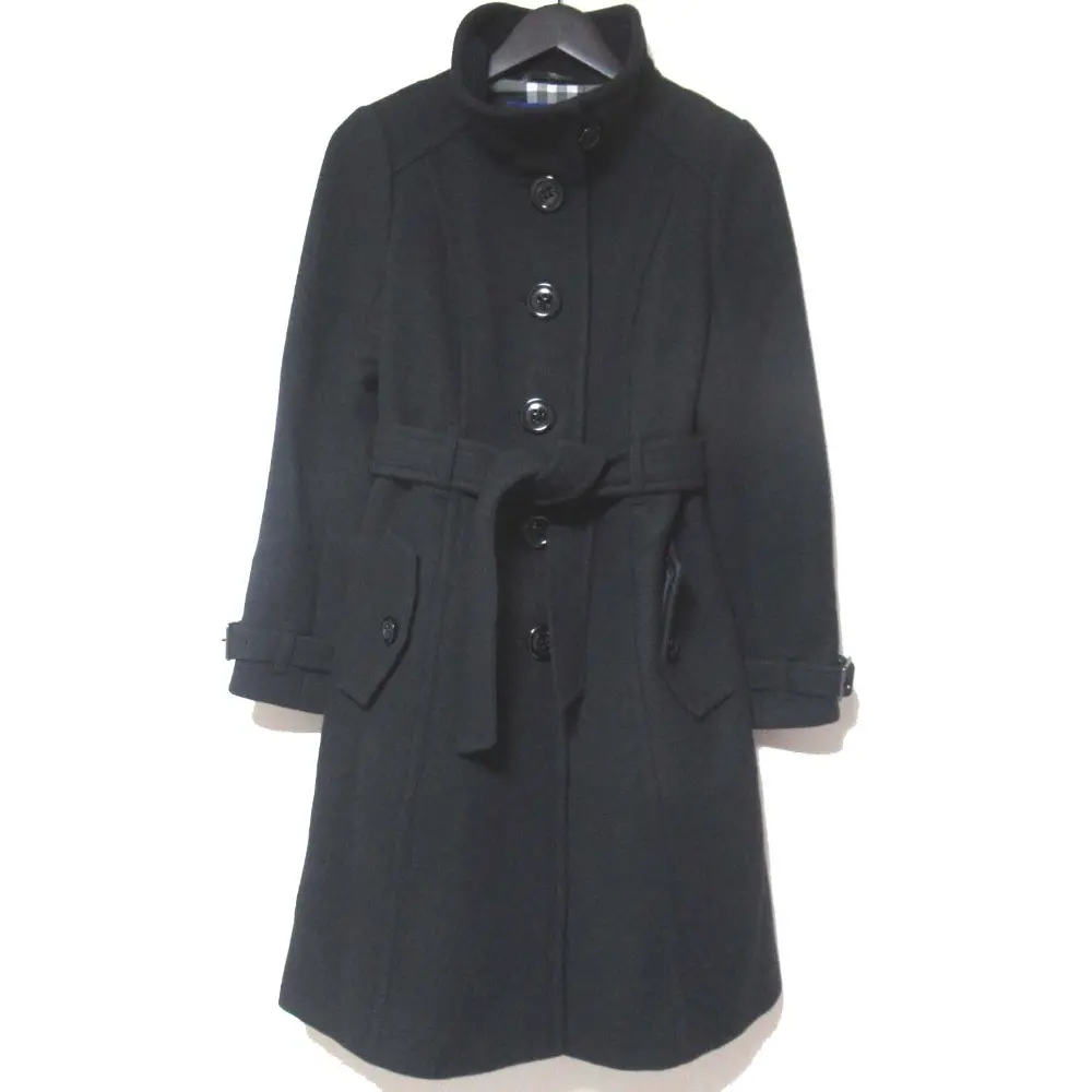 バーバリーブルーレーベル　コート　フリル　ノバチェック　黒　38 バーバリーブルーレーベル ノバチェック ブルゾン ジャケット ダッフル