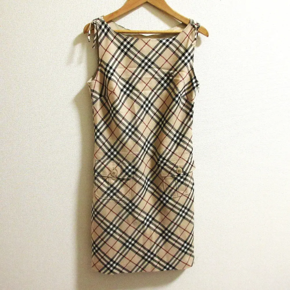 BURBERRY BLUE LABEL バーバリーブルーレーベル ノバチェック ノースリーブ ミニワンピース サイズ36 ベージュ