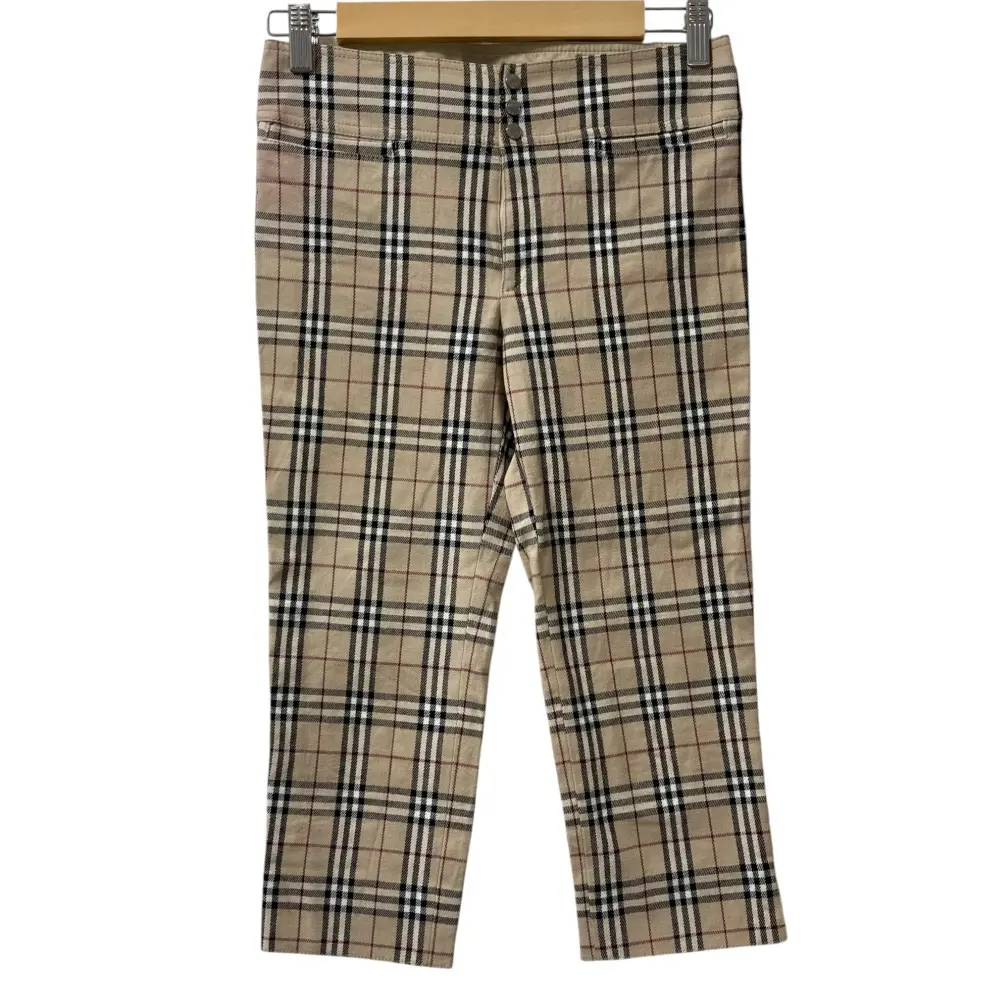 BURBERRY BLUE LABEL バーバリーブルーレーベル ノバチェック ストレッチ クロップドパンツ 36 ベージュ