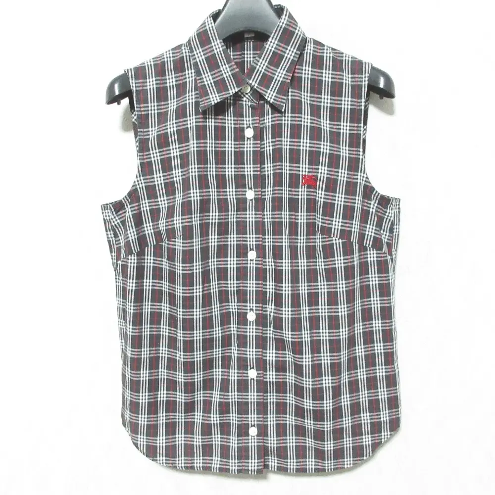 BURBERRY BLUE LABEL バーバリー ブルーレーベル チェック柄 ノースリーブシャツ FE532-100 サイズ38 ブラック