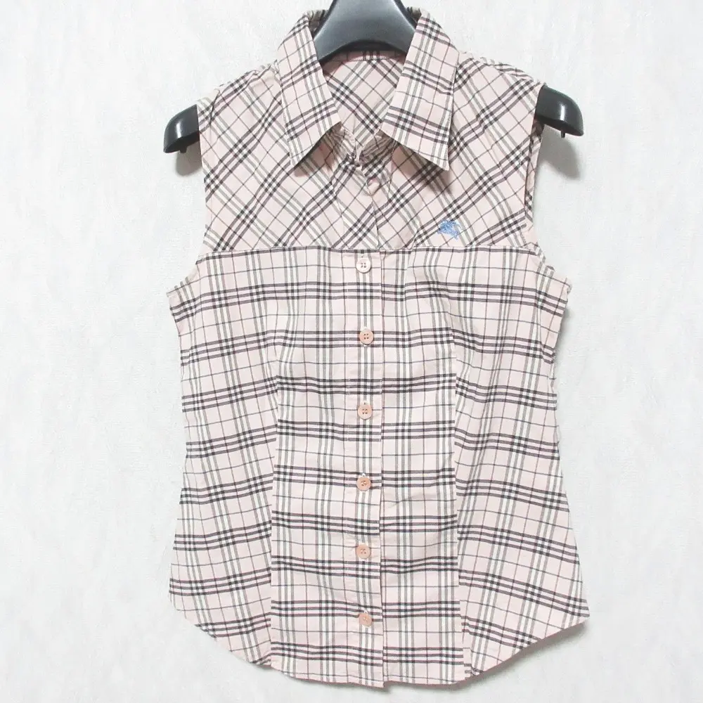 BURBERRY BLUE LABEL バーバリー ブルーレーベル チェック柄 ノースリーブシャツ FE540-110 サイズ38 ピンク