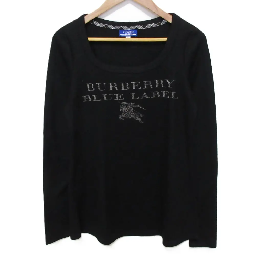 BURBERRY BLUE LABEL バーバリーブルーレーベル ロゴ ウール ニット セーター サイズ38 ブラック