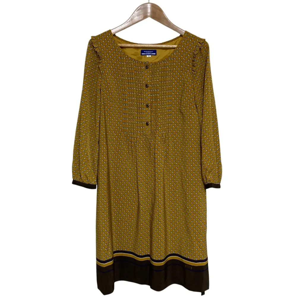 BURBERRY BLUE LABEL バーバリーブルーレーベル プリーツ ブラウス ミニワンピース サイズ38 マスタード