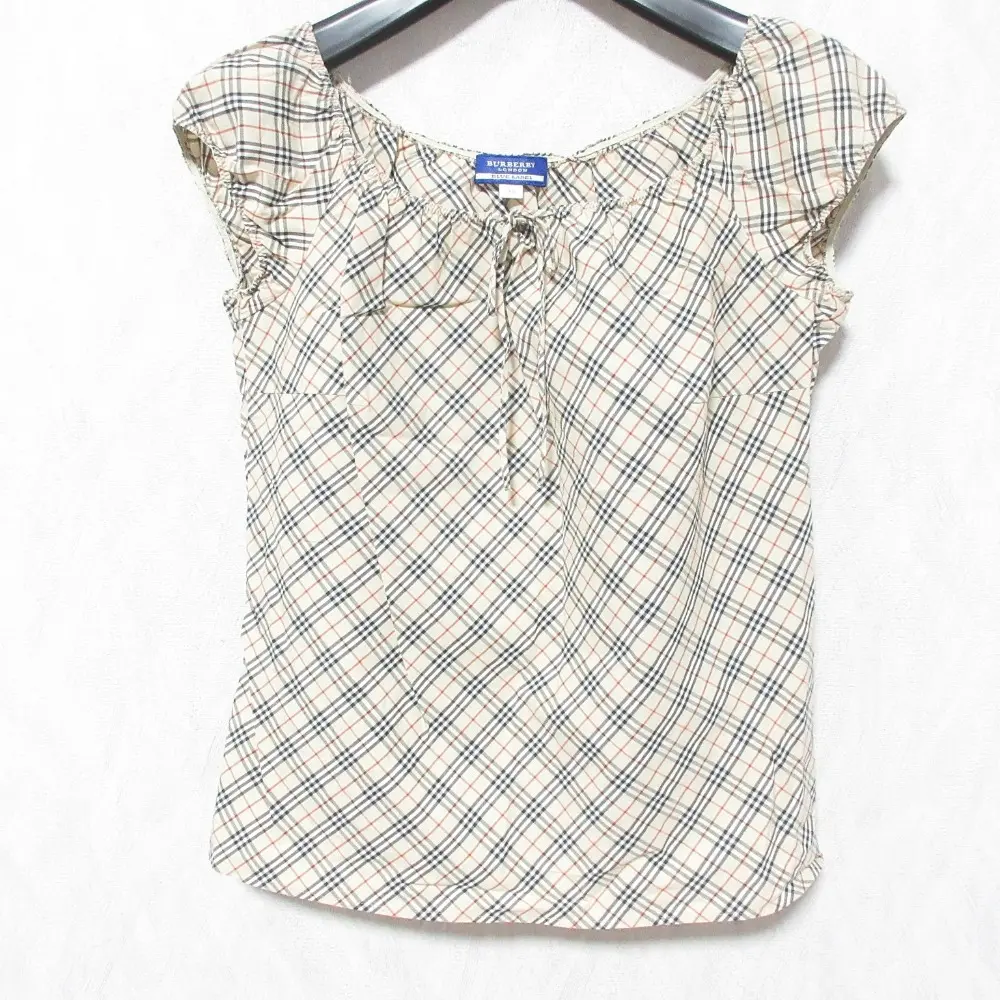 BURBERRY BLUE LABEL バーバリーブルーレーベル チェック ブラウス ノースリーブカットソー FE536-208 サイズ38 ベージュ