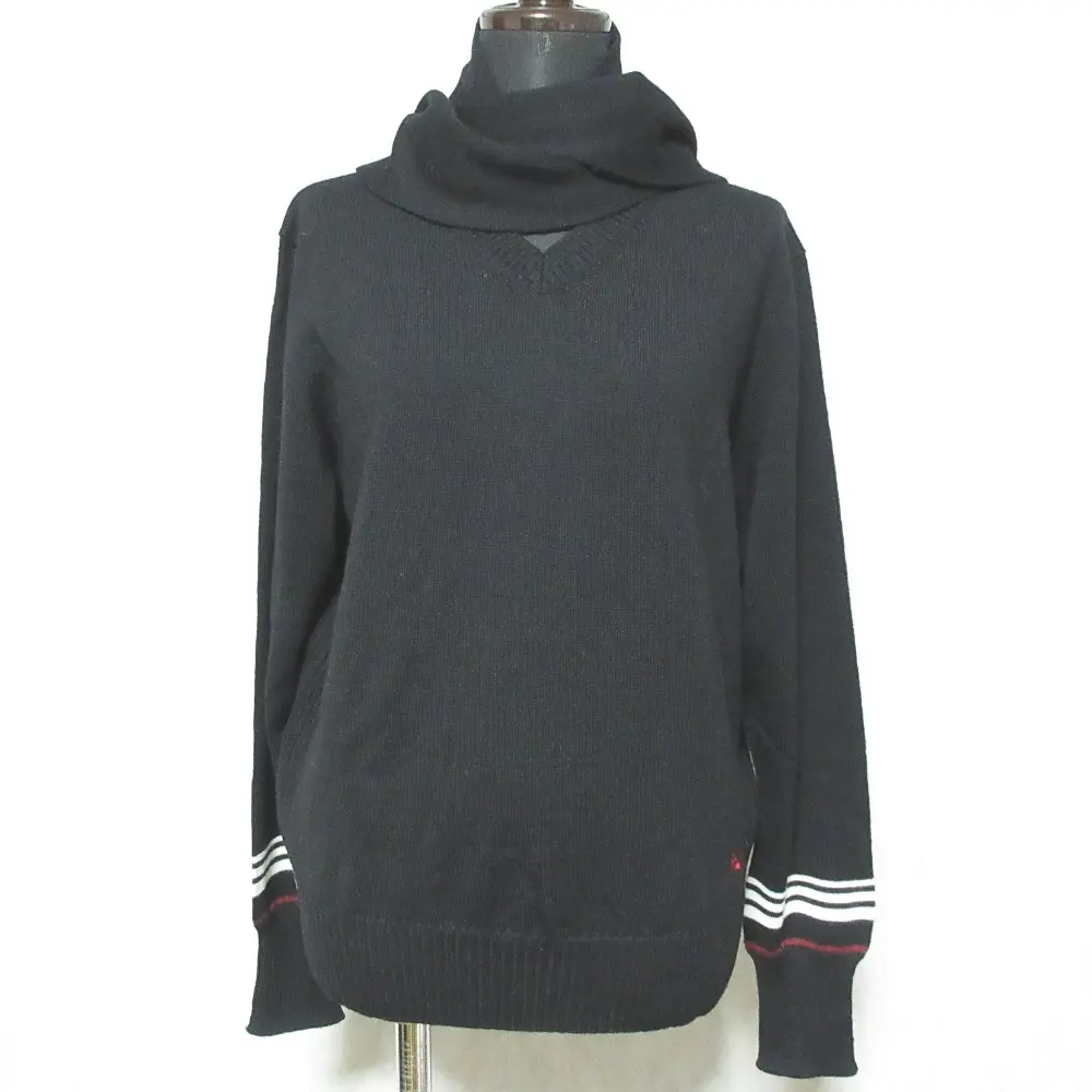 BURBERRY LONDON バーバリーロンドン Vネック ウール ニット セーター マフラー付き FB182-088-09 サイズ5 ブラック