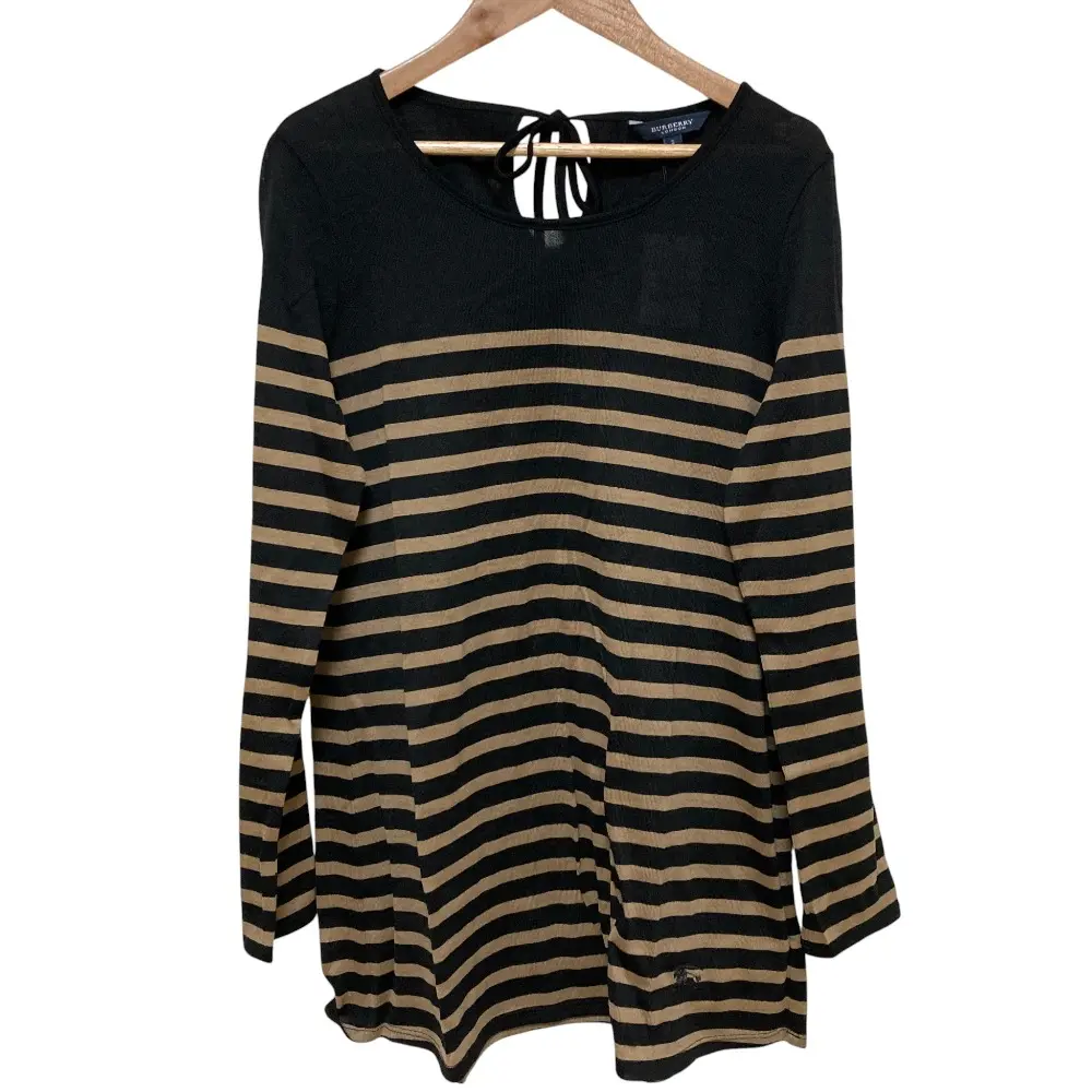 BURBERRY LONDON バーバリーロンドン ボーダー ニットカットソー サイズ2 ブラウン×ブラック 