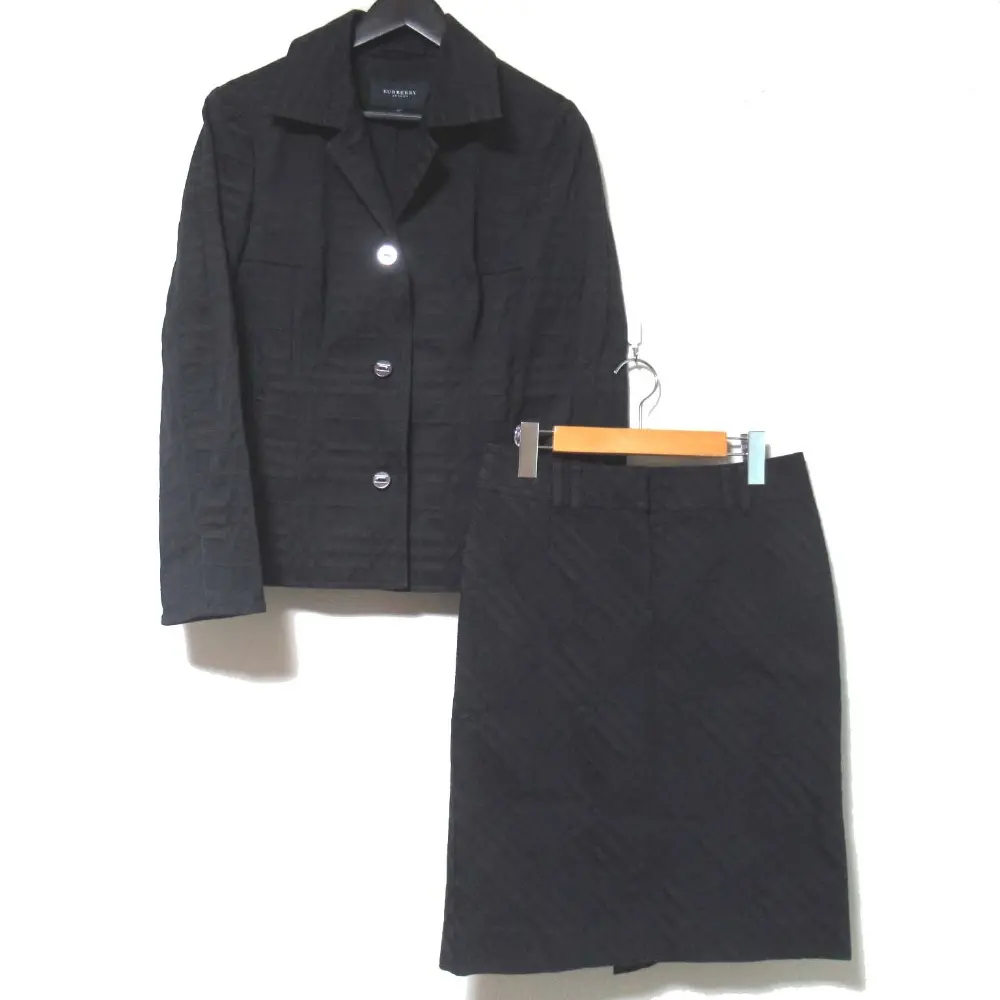 BURBERRY LONDON バーバリーロンドン ノバチェック柄 シングル ジャケット+スカート セットアップ サイズ40 ブラック