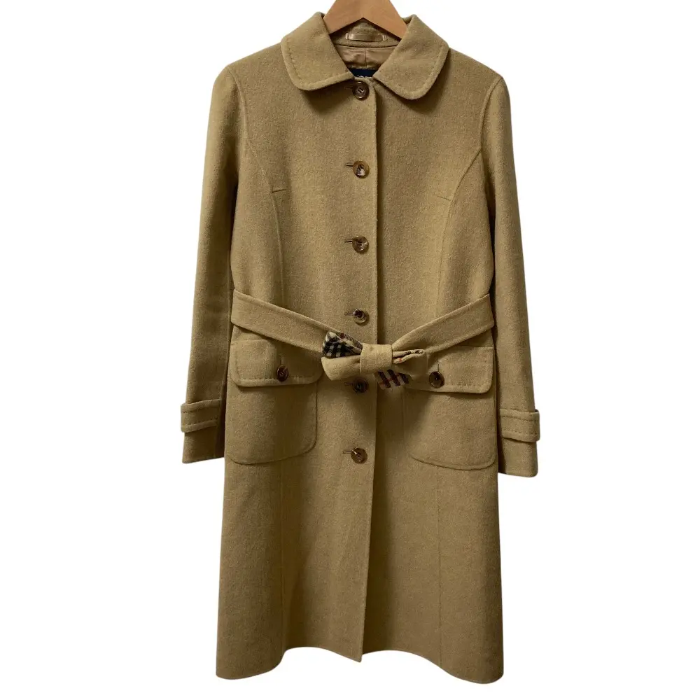 BURBERRY LONDON バーバリーロンドン 裏地ノバチェック カシミヤブレンド ウール ステンカラーコート サイズ40 ベージュ