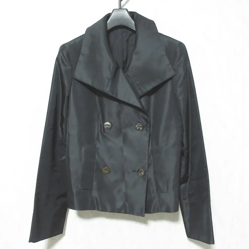 BURBERRY LONDON バーバリーロンドン シルク100％ ダブルジャケット FJ020-920-09 サイズ38 ブラック
