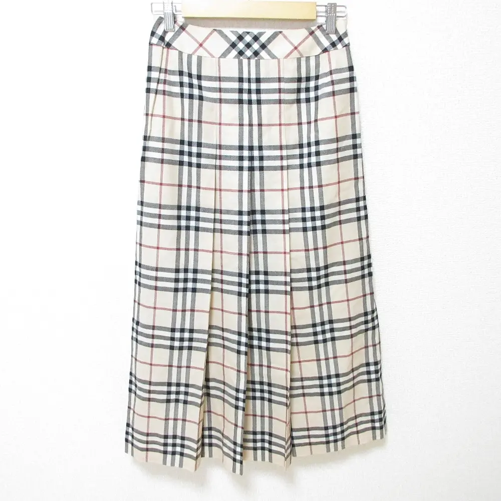 BURBERRY バーバリーロンドン ノバチェック柄 ロングフレアスカート 38 ベージュ