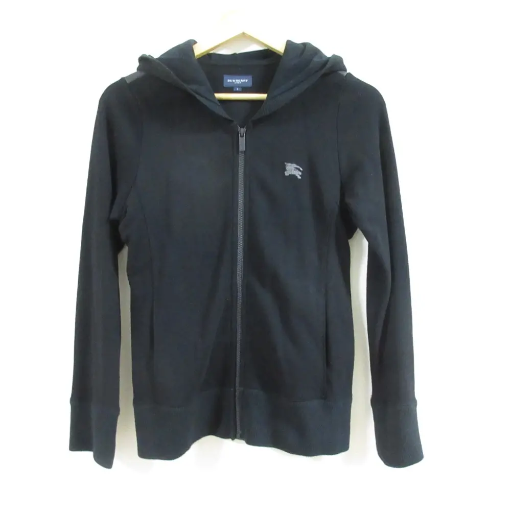 BURBERRY GOLF バーバリーゴルフ ロゴ刺繍 布帛切り替え ジップアップ パーカー フーディー 2 ブラック