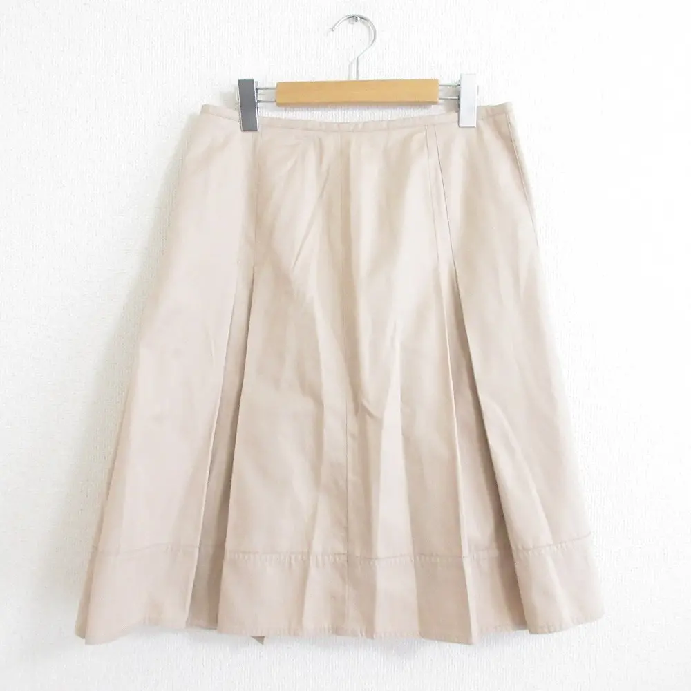 BURBERRY LONDON バーバリーロンドン ひざ丈 ミディ丈 ボックスプリーツスカート 大きいサイズ 44 ベージュ