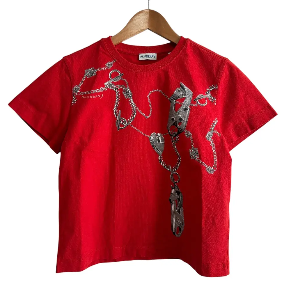 24SS BURBERRY バーバリー Knight Hardware cotton T-shirt ナイトハードウェア 半袖 Tシャツ カットソー S レッド