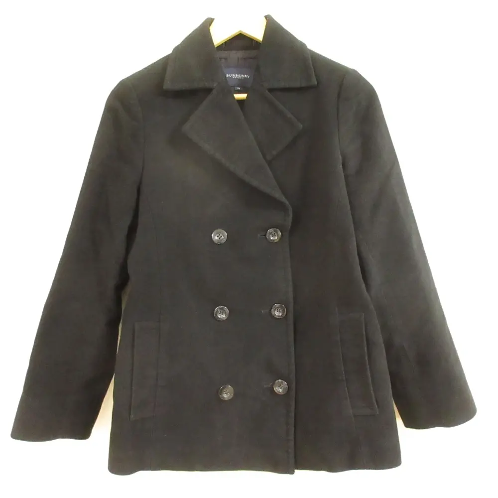 BURBERRY LONDON バーバリーロンドン 別珍 ミドル丈 ダブルブレスト Pコート ピーコート サイズ38 ブラック