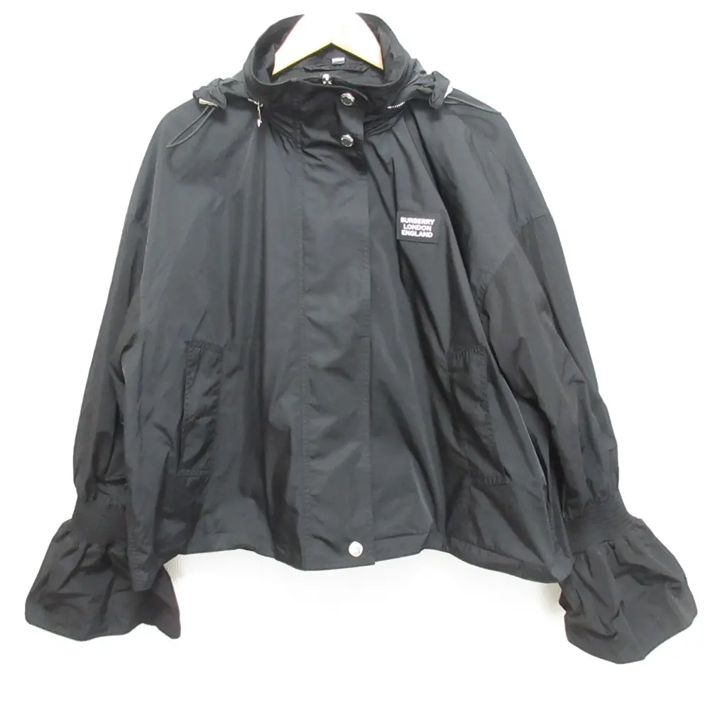 BURBERRY バーバリー ラバーパッチ フレアスリーブ ジップアップジャケット ブルゾン サイズ38 ブラック