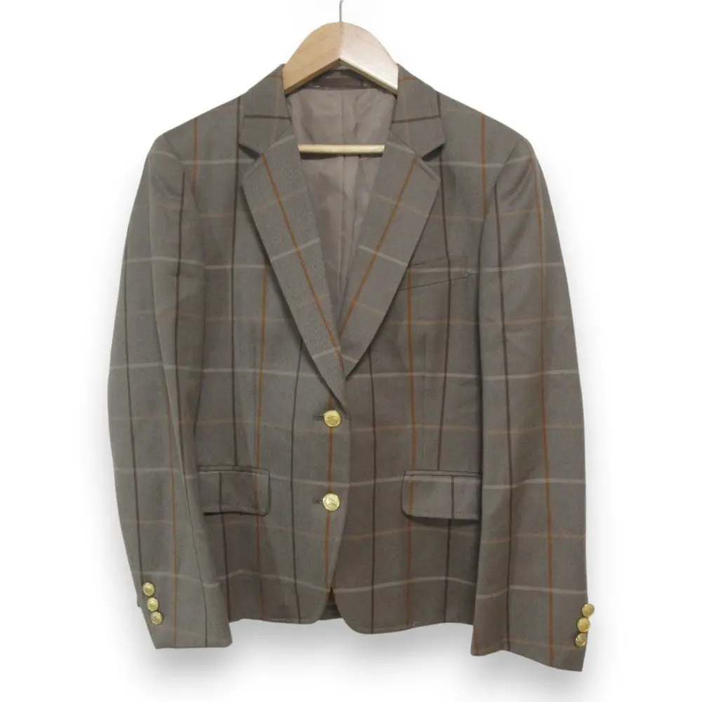 Burberrys バーバリー ヴィンテージ チェック柄 金ボタン シングル テーラードジャケット 11AB2 グレー×ブラウン