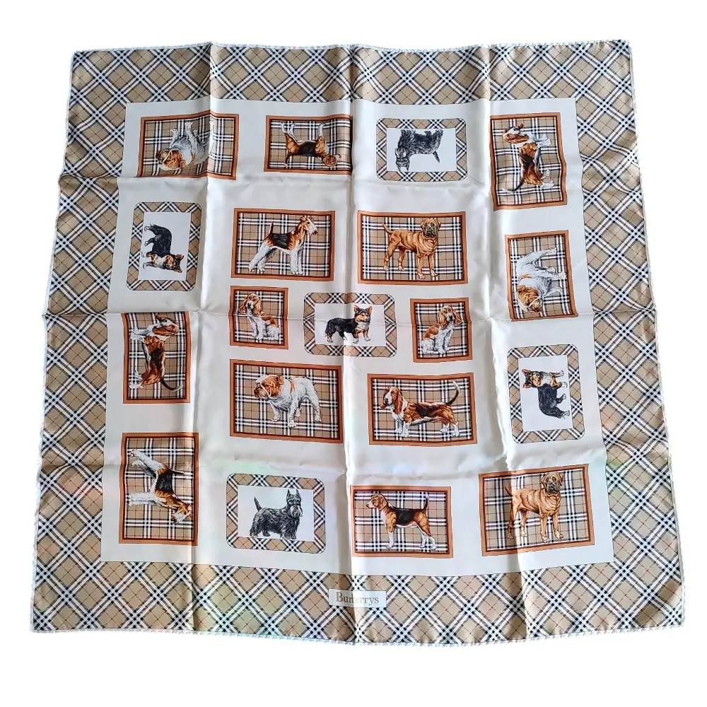 BURBERRY’S バーバリーズ ノバチェック×ドッグ柄 大判 バンダナ スカーフ ベージュ