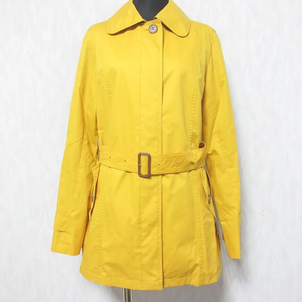 BURBERRY バーバリー ミドル丈 ベルテッド ステンカラーコート トレンチコート 38 イエロー