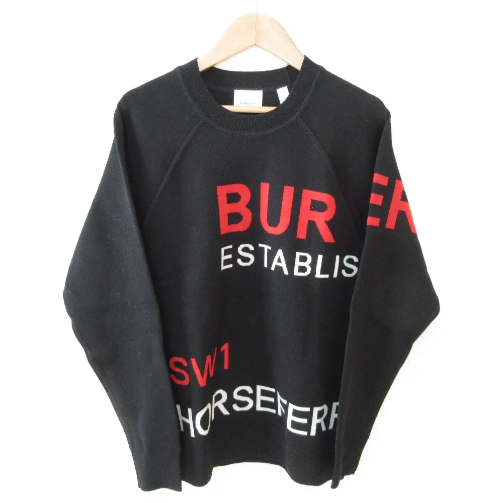 BURBERRY バーバリー ホースフェリー ニット セーター トップス 8013417 XS ブラック×レッド