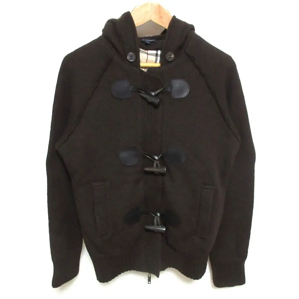 BURBERRY LONDON バーバリー ノバチェック キルティングライナー付き ショート丈 ニットダッフルコート ジャケット 2 ブラウン