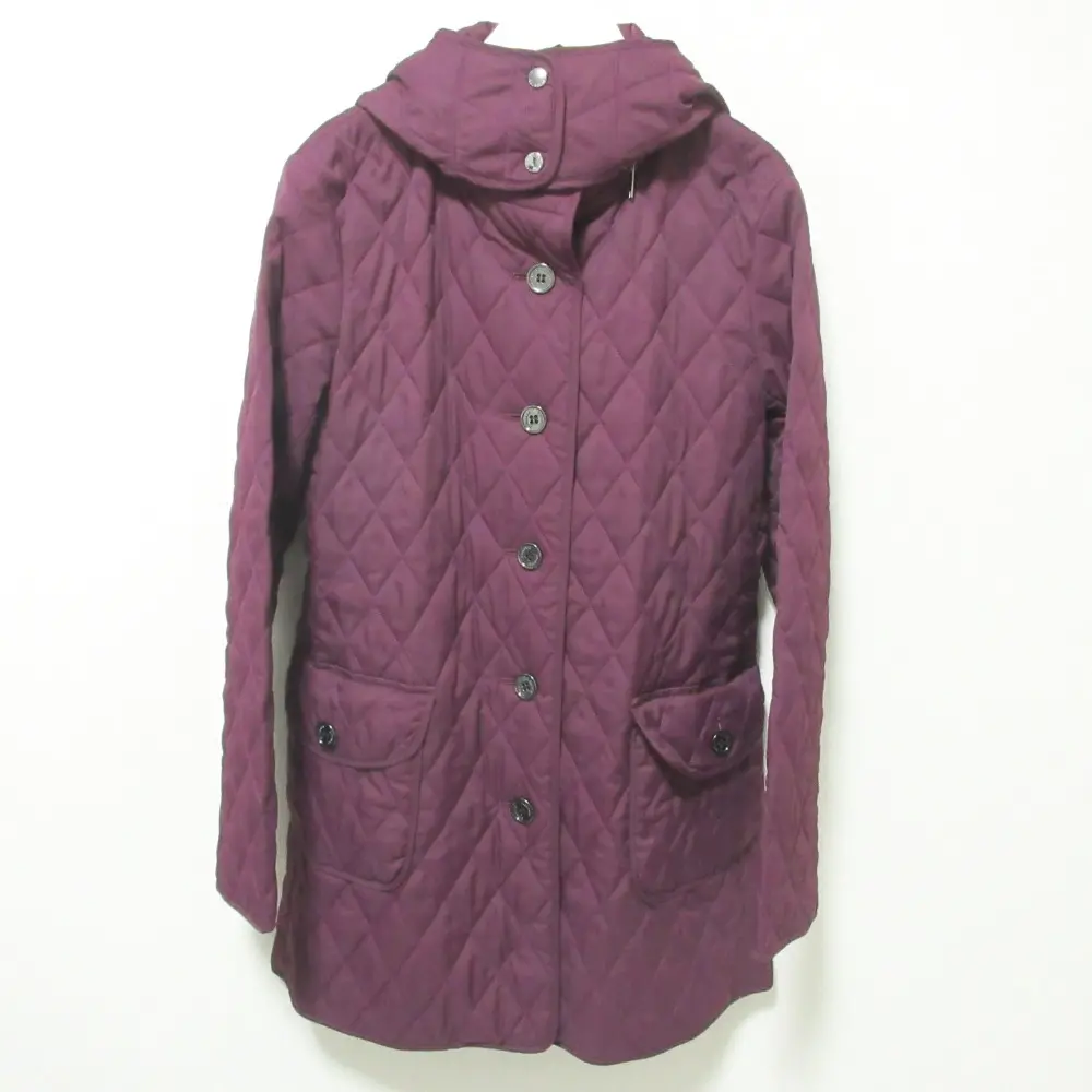 BURBERRY バーバリーロンドン 裏地ノバチェック柄 フーディー キルティングコート パデッドコート 40 パープル