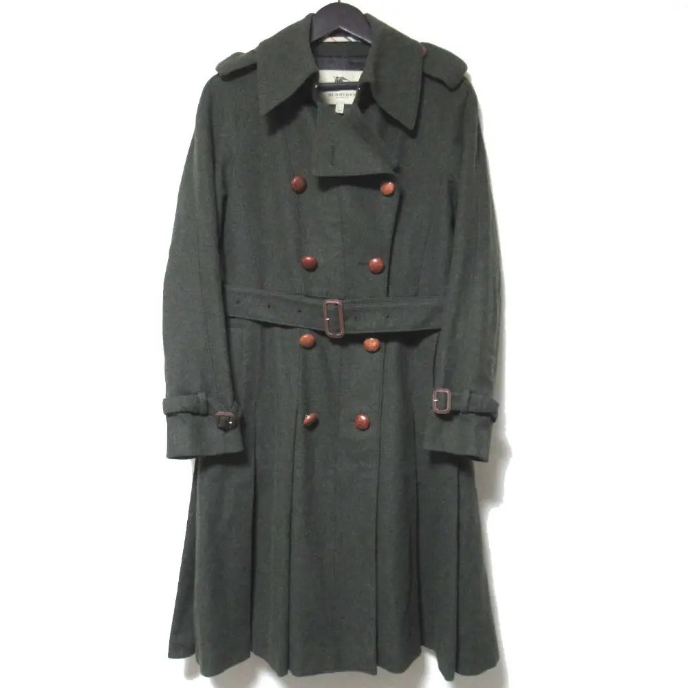 BURBERRY バーバリーロンドン バージンウール くるみボタン ダブルブレスト トレンチコート UK8 USA6 カーキ