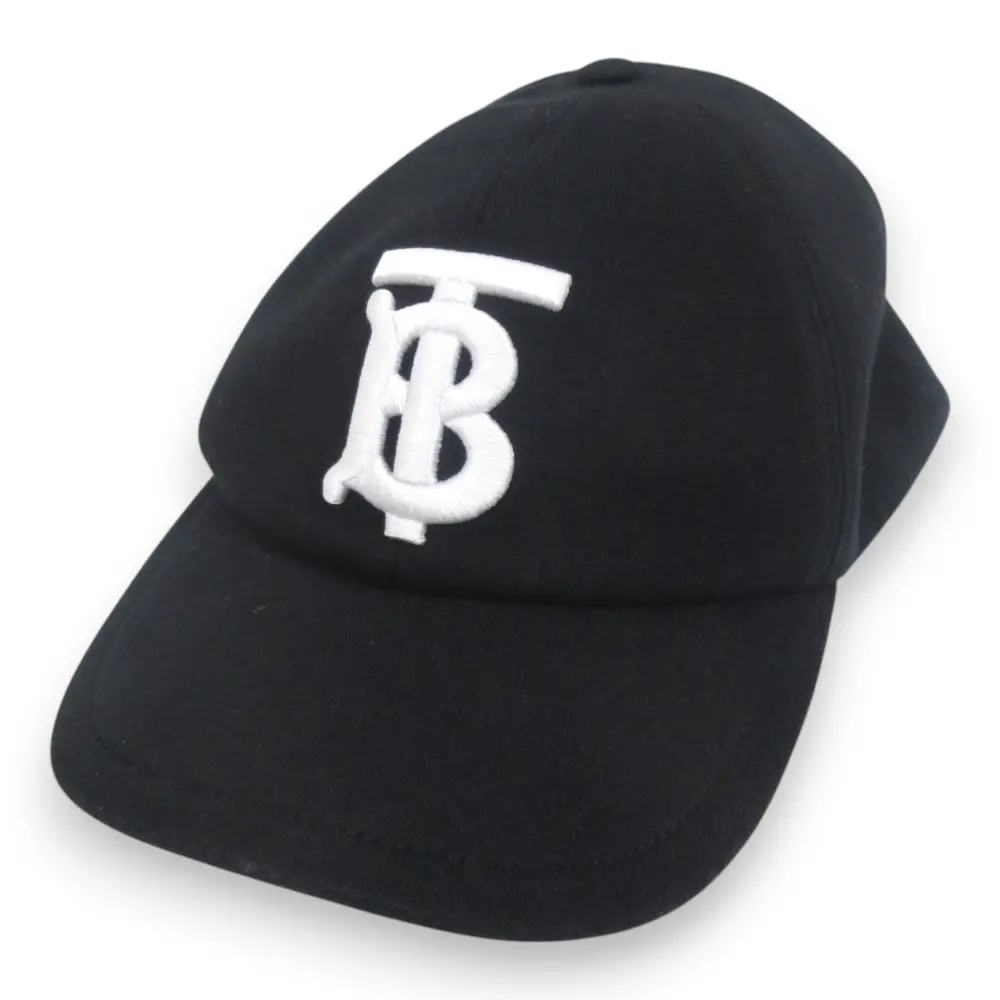BURBERRY バーバリー TBロゴ刺繍 ベースボールキャップ 帽子 Mサイズ ブラック×ホワイト