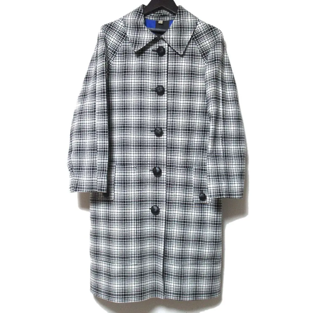 BURBERRY バーバリー 裏地コーティング チェック柄 ステンカラーコート IT40サイズ ホワイト ブラック