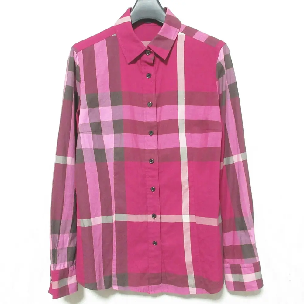 BURBERRY LONDON バーバリー チェック柄 ロングスリーブ 長袖 シャツ ブラウス 38 ピンク パープル