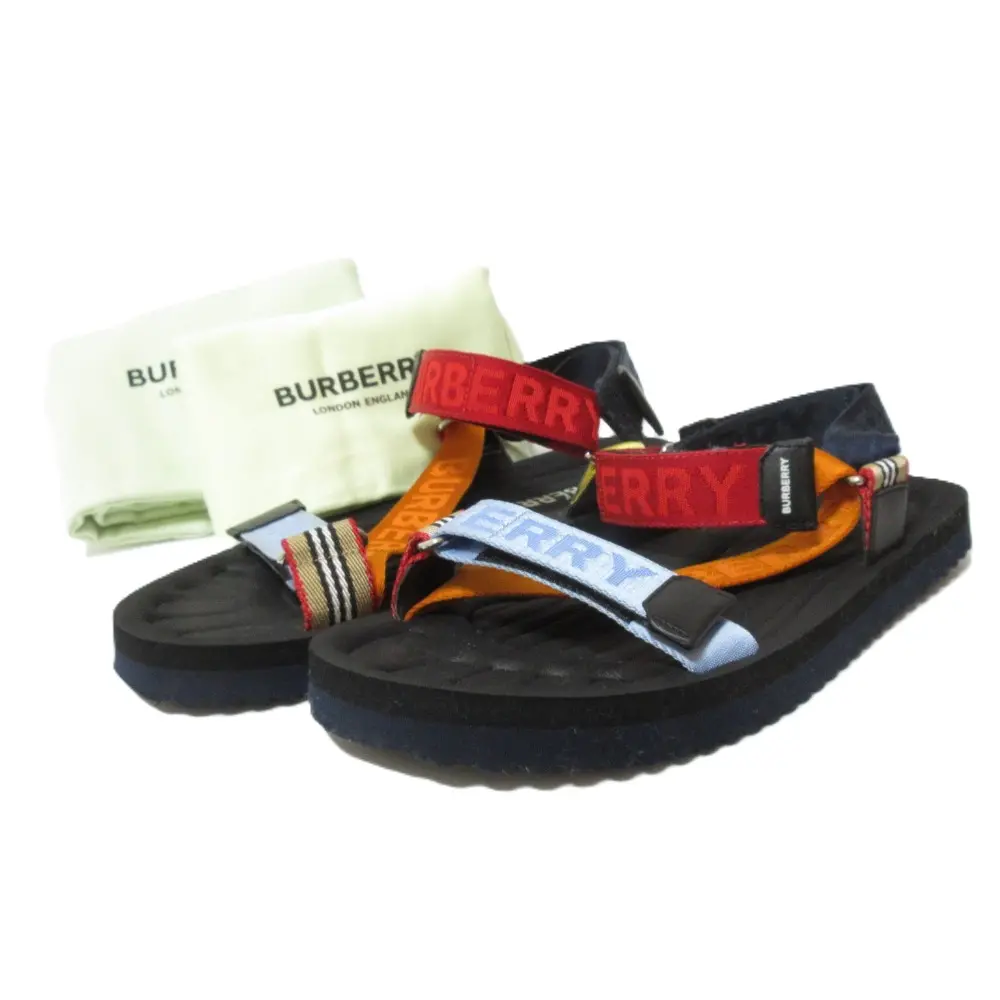BURBERRY バーバリー ロゴ ベルクロ ストラップ サンダル サイズ39 約25cm マルチカラー