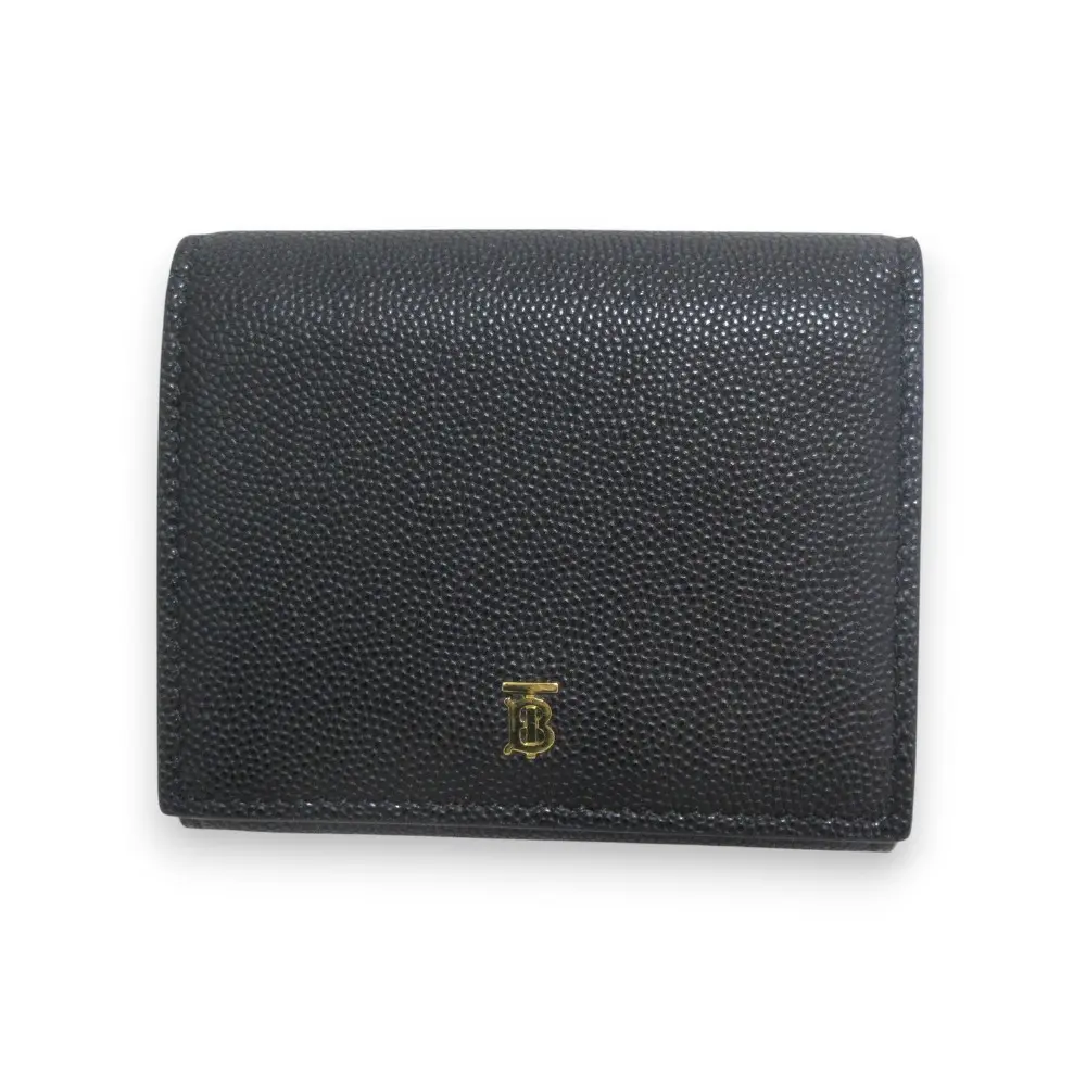BURBERRY バーバリー トーマスバーバリー TBロゴ レザー ダブルホック 二つ折り財布 コンパクトウォレット ブラック