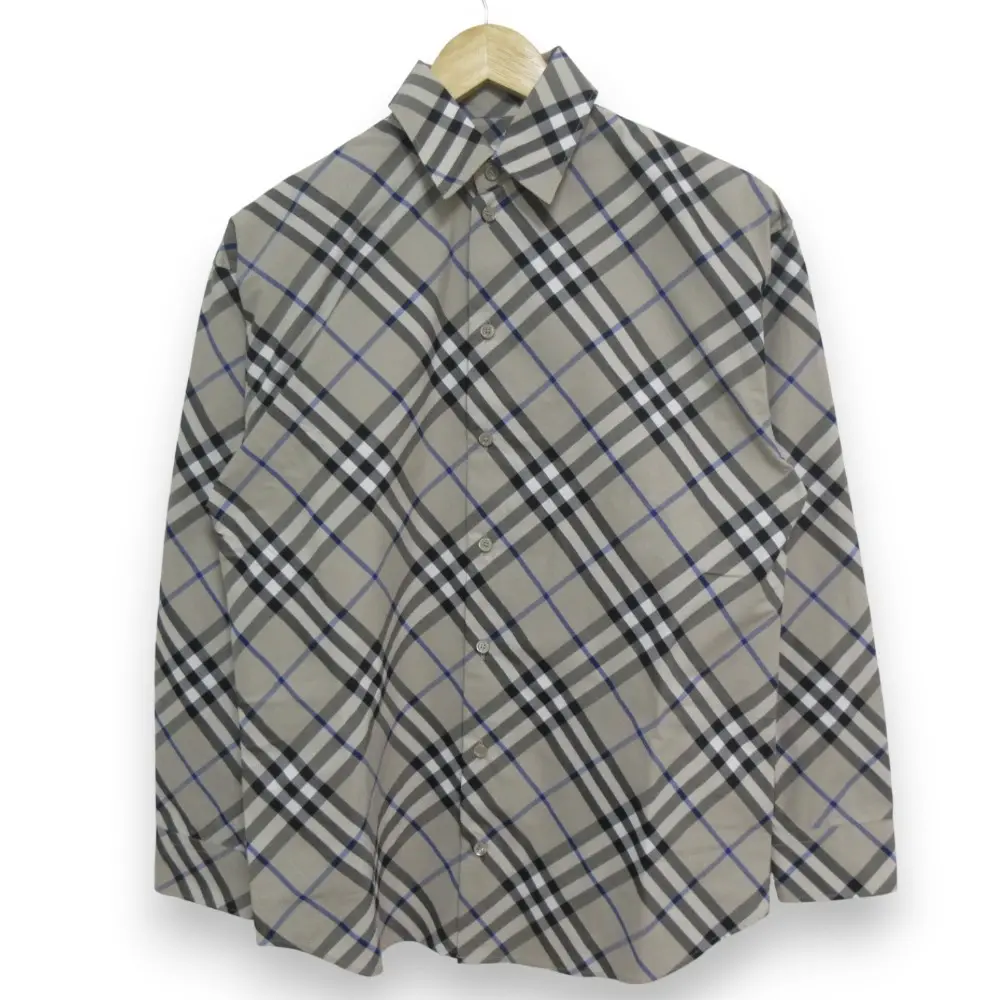 24SS BURBERRY バーバリー ノバチェック ロングスリーブ オーバーサイズ シャツ 8087642 I36 グレー系