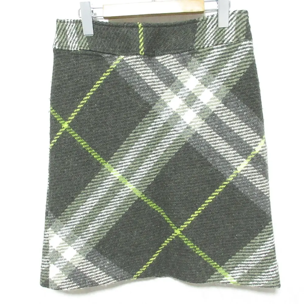 BURBERRY LONDON バーバリー チェック柄 ウールスカート FX057-071-72 サイズ40 カーキ