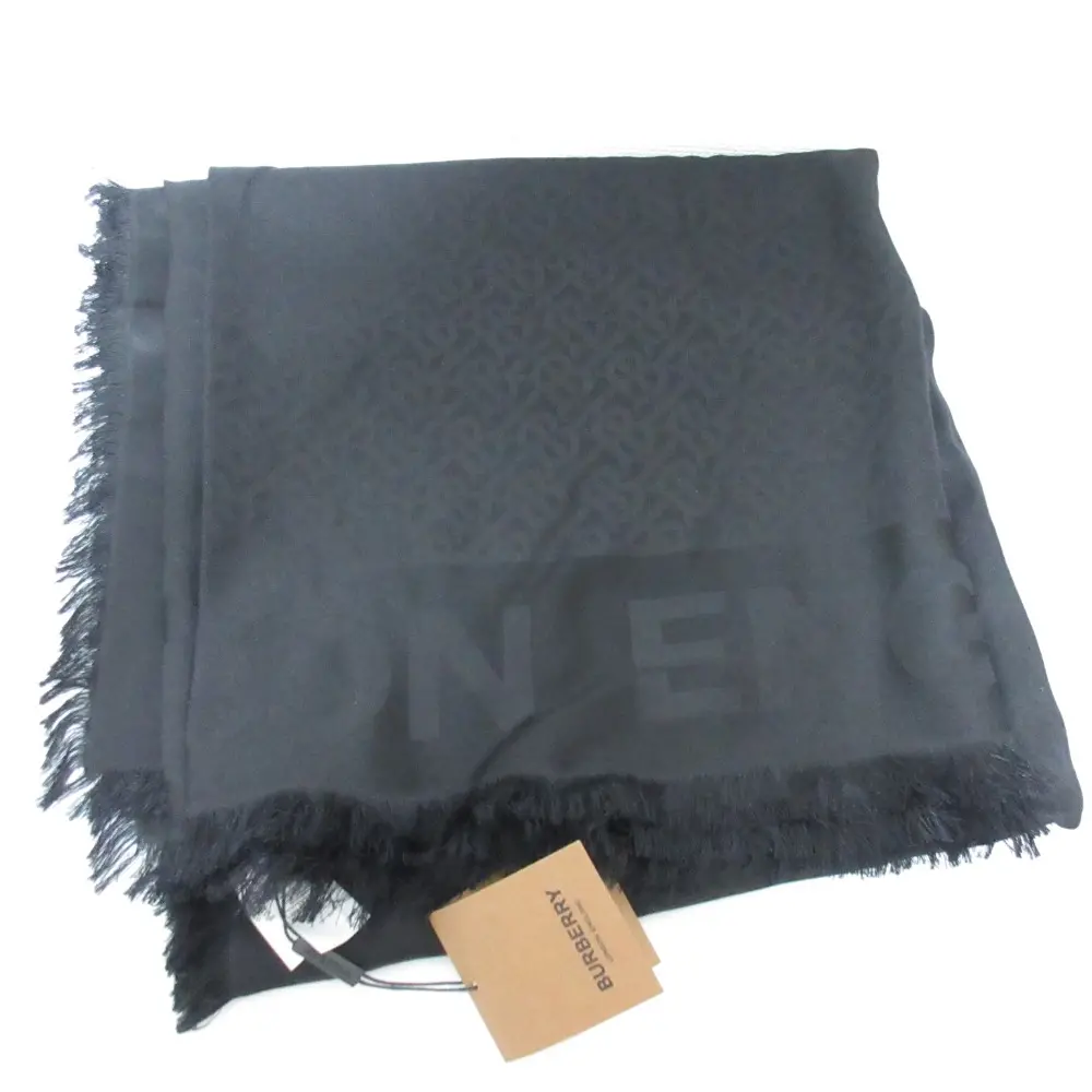 BURBERRY バーバリー TBロゴ モノグラム ストール 大判スカーフ ブラック 