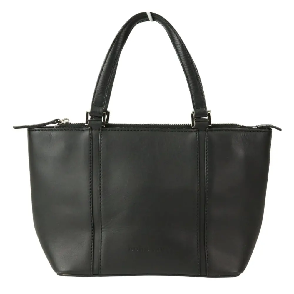 Burberry バーバリー 裏地ノバチェック レザー ハンドバッグ フォーマル ブラック