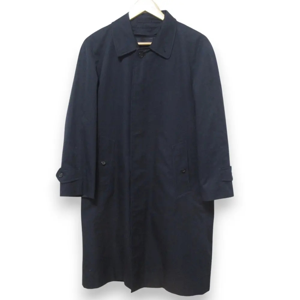 BURBERRY バーバリー 英国製 チェック柄ライナー付き ステンカラーコート 40 ネイビー