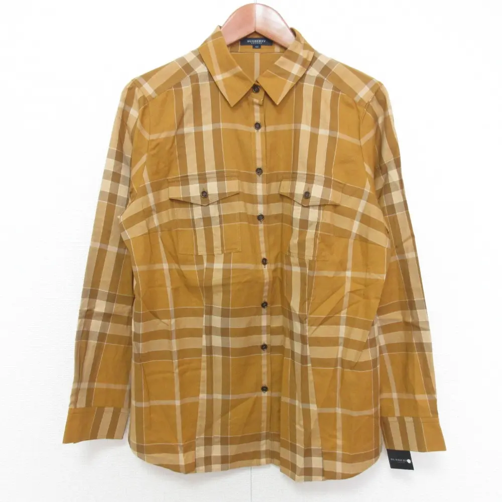 BURBERRY LONDON バーバリー ロンドン チェック柄 ロングスリーブ シャツ 大きいサイズ 44 マスタード