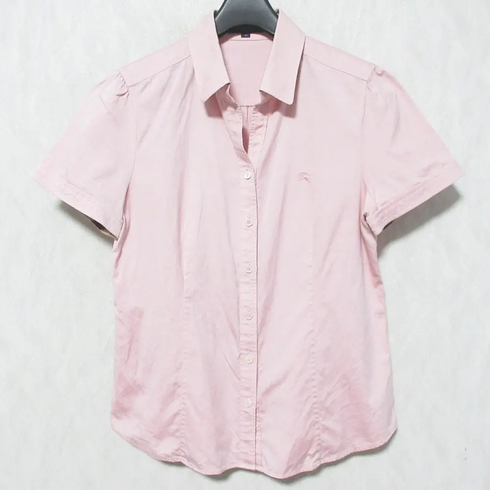 BURBERRY LONDON バーバリーロンドン 袖裏ノバチェック 半袖 スキッパー シャツ ブラウス 42 ピンク