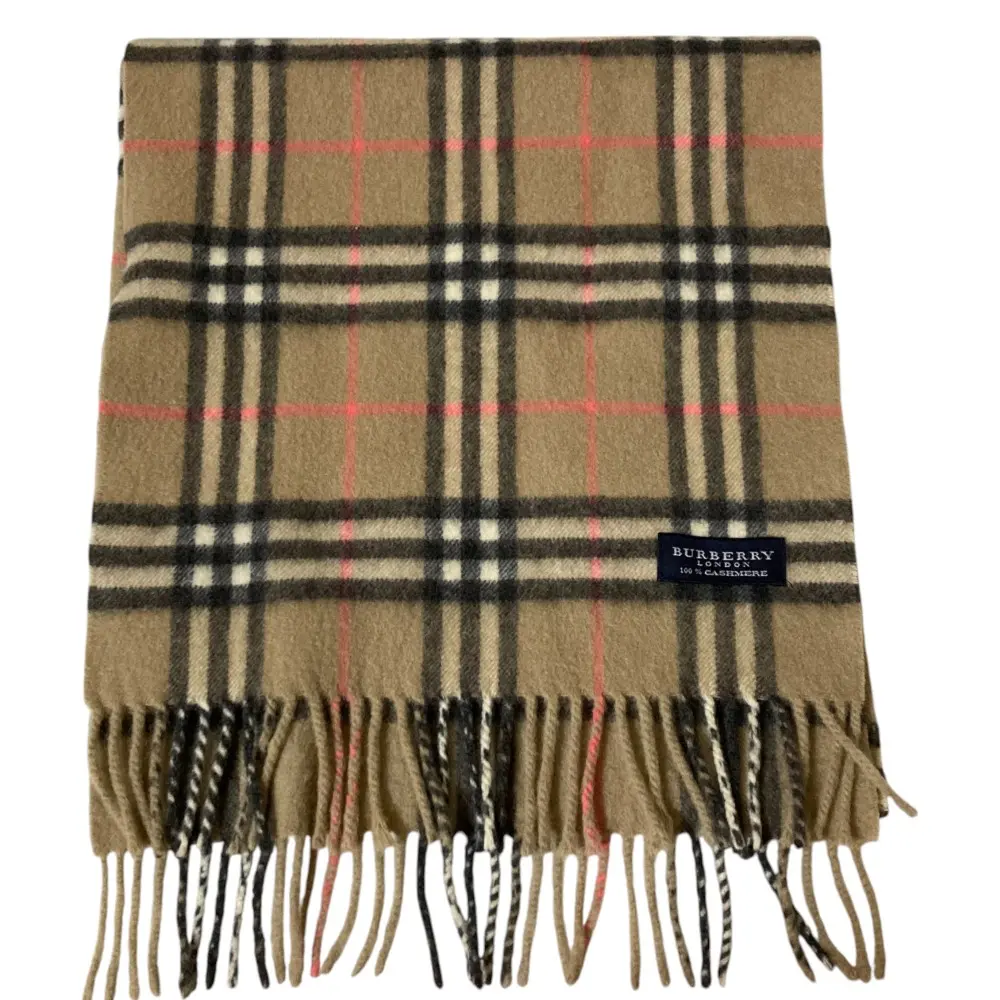 BURBERRY バーバリー ノバチェック カシミヤ100％ フリンジ マフラー ストール ベージュ系