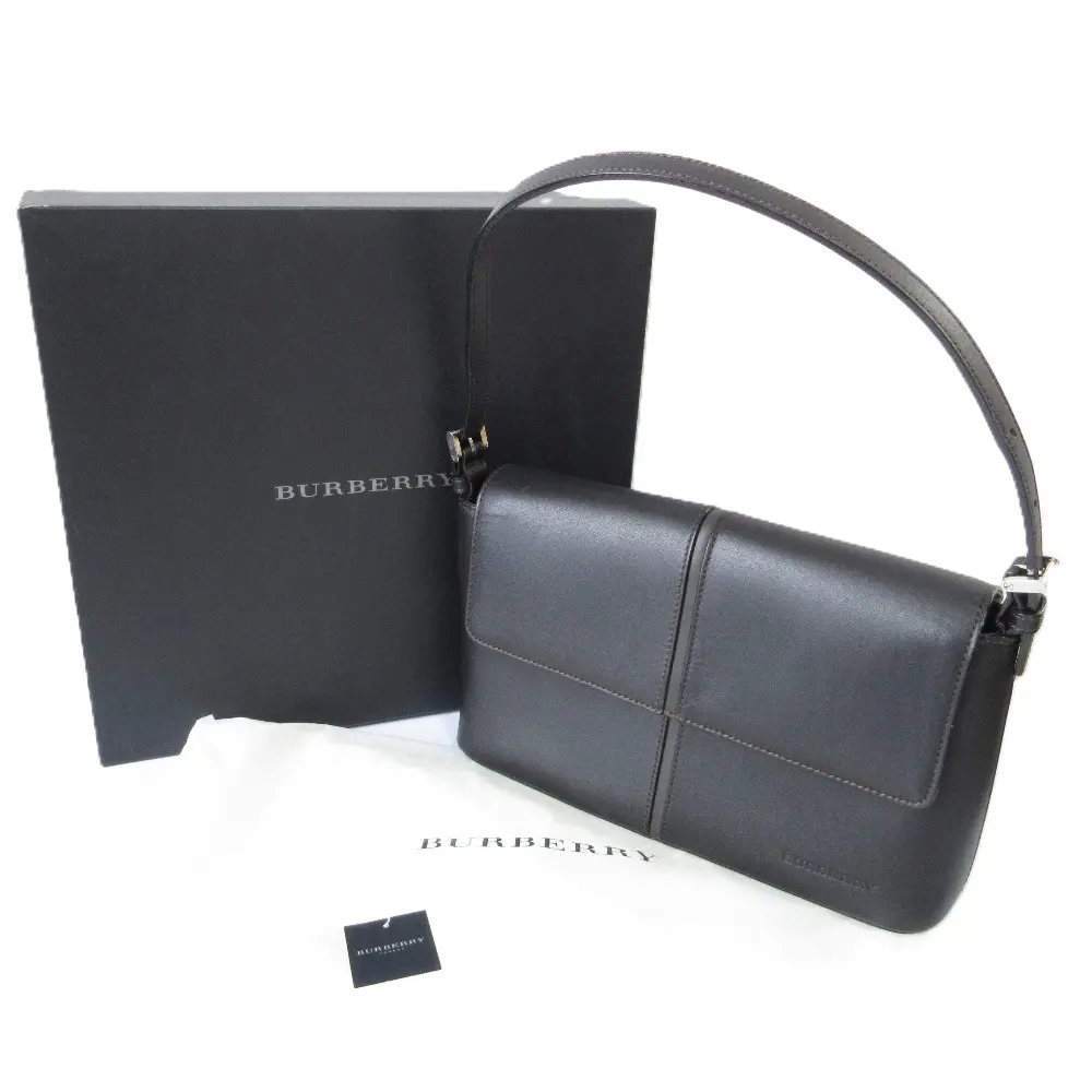 BURBERRY バーバリー 裏地 ノバチェック フラップ ワンショルダーバッグ ハンドバック ブラック