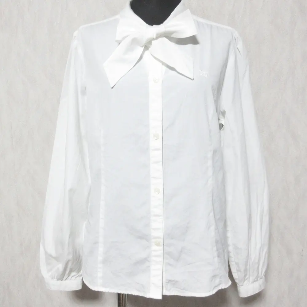 BURBERRY LONDON バーバリー ロングスリーブ ボウタイ シャツ ブラウス 170A ホワイト