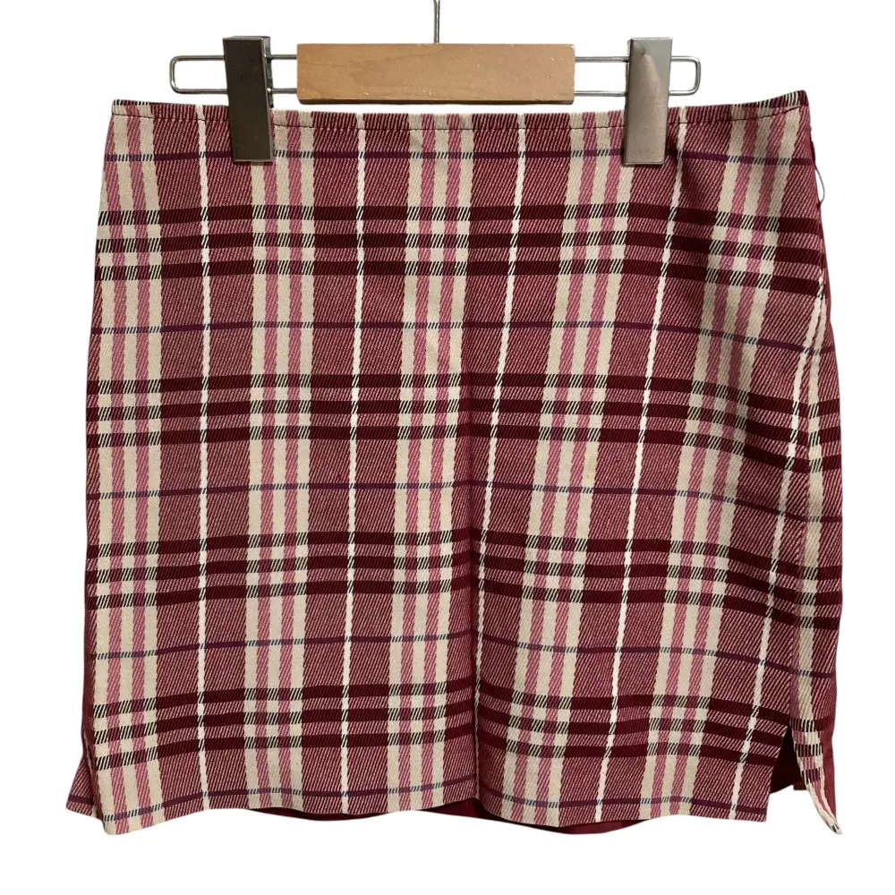 Burberry Blue Label バーバリーブルーレーベル チェック柄 ミニスカート サイズ38 レッド