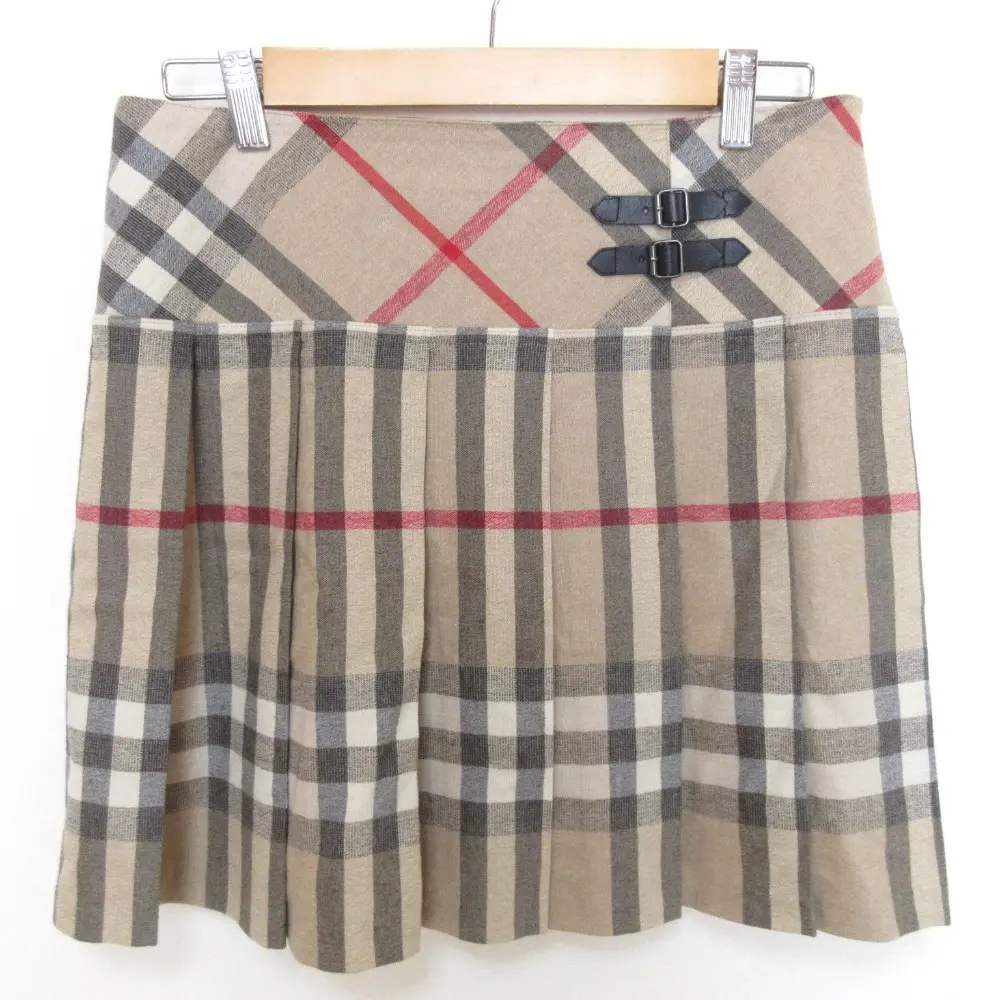 バーバリーチルドレン ノバチェック ミニ丈 ボックスプリーツ スカート キッズサイズ 14Y 164cm ベージュ