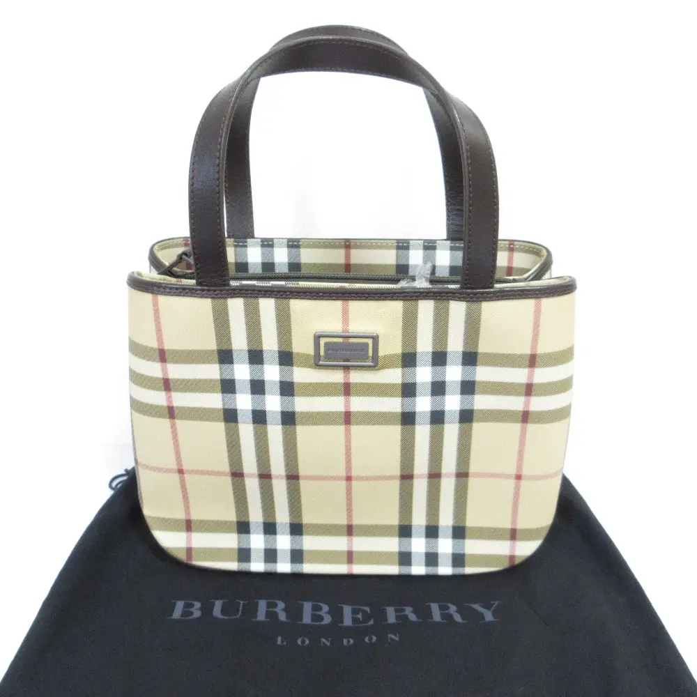 BURBERRY LONDON バーバリーロンドン ノバチェック柄 ハンドバッグ ベージュ×ブラウン