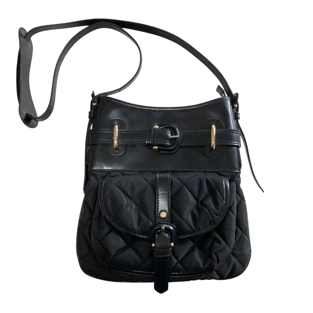 BURBERRY バーバリー ESTABLISHED キルティング クロスボディ ショルダーバッグ ブラック