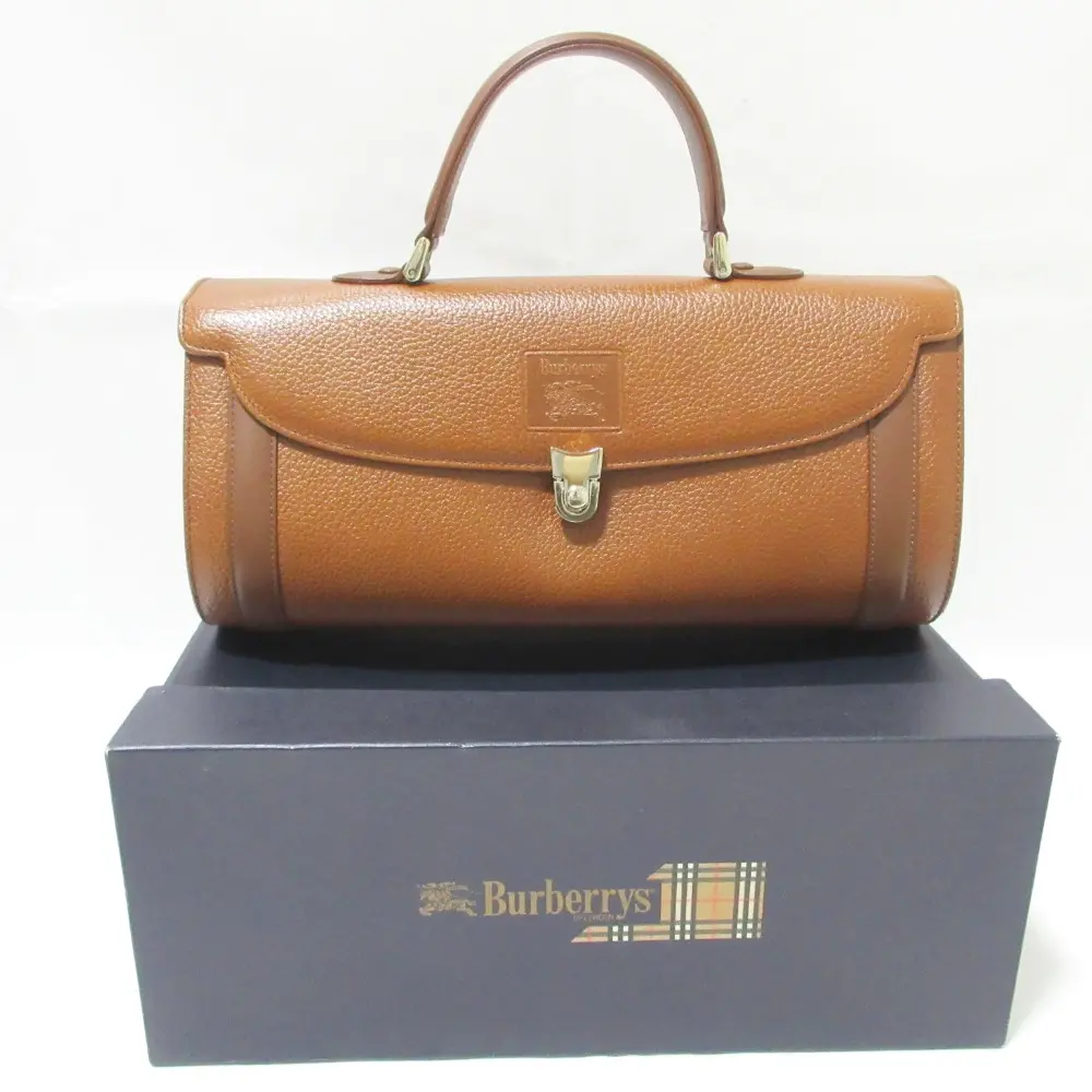 burberrys バーバリーズ ヴィンテージ 裏地ノバチェック柄 レザーフラップ ハンドバッグ ブラウン