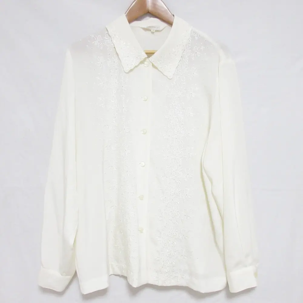 BURBERRY'S バーバリーズ ヴィンテージ エンブロイダリー 長袖 シャツ ブラウス 大きいサイズ 17 ホワイト