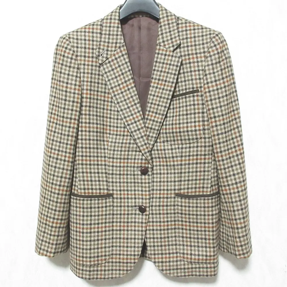 Burberrys バーバリー ヴィンテージ ハウスチェック柄 ウール シングル テーラードジャケット 7AB2 ブラウン系