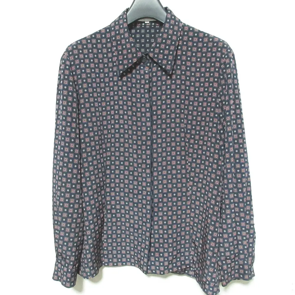 burberry’s バーバリー ヴィンテージ 総柄 ロングスリーブ シャツ ブラウス 38 ネイビー