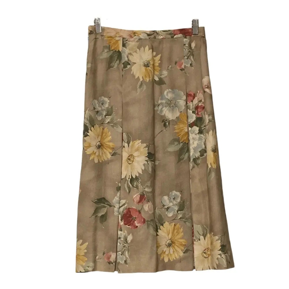 Burberrys バーバリーズ バーバリー ヴィンテージ フラワープリント ミモレ丈 プリーツスカート 大きいサイズ 17号 ベージュ